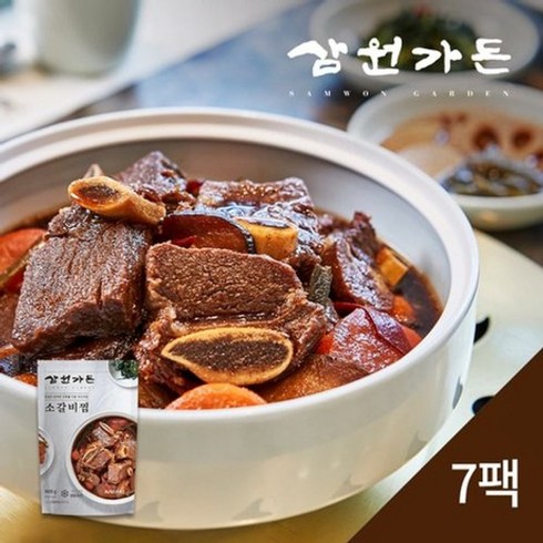 소갈비찜 500g x 7팩 - [삼원가든] 소갈비찜 500g*7팩 총 3.5kg, 7개, 500g