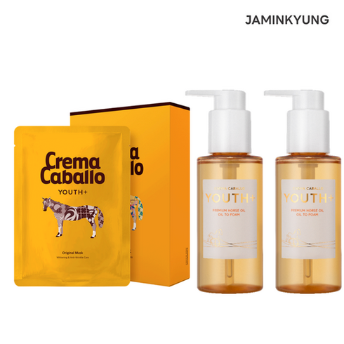 크레마카발로 클렌징 오일 오일 투 폼 110 ml x2 + 마유 마스크팩 x10매, 없음