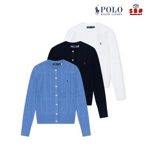 polo ralphLauren 폴로 랄프로렌 여성 케이블 니트 코튼 크루넥 가디건