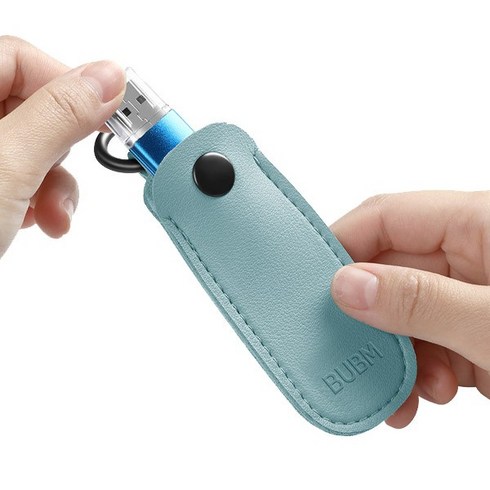 bubm USB 저장장치 전용 수납 휴대 가죽 미니 파우치 키링 가죽케이스 메모리카드 은행 OTP 보안카드, 1개, USB파우치키링/블랙