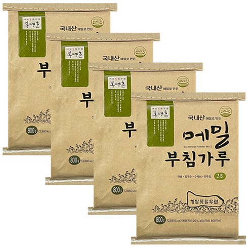 봉평촌 국내산 메밀 부침가루, 800g, 4개