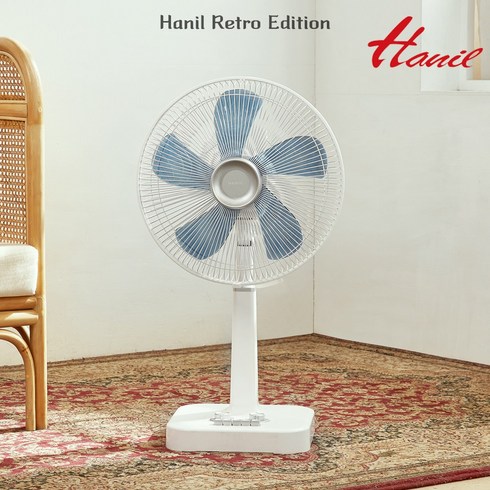 한일 35cm 기계식 레트로 스탠드 선풍기 REF-487 화이트, 단일상품(심플화이트+심플화이트가드)