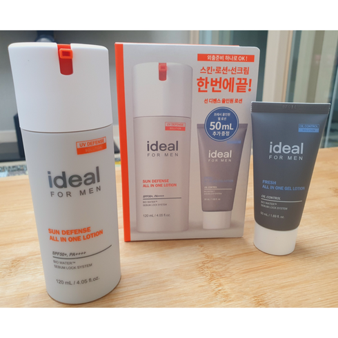 아이디얼포맨선디펜스 - [기획상품]++아이디얼포맨 선 디펜스 올인원 로션 120ml + 50ml 프레쉬젤로션 증정(재고소진 시까지) ideal SUN LOTION 스킨케어 자외선차단 미백기능 남성올인원, 1개