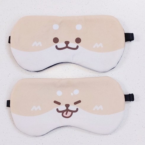강아지안대 - 암막 수면안대 2종 세트 캐릭터 수면안대 강아지 시바견 수면안대 암막 4중 구조