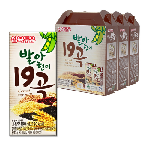 2023년 가성비 최고 발아현미19곡 48팩  고소한A 32팩  - 삼육두유 국산 19곡 발아 현미 (48팩) 단백질 시니어 임산부 쾌변 두유, 삼육두유 발아현미 19곡