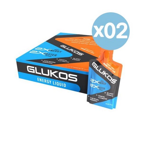 Glukos Energy - Glukos 글루코스 오랜지 에너지 리퀴드 젤 60ml 12개입 2팩 Liquid Gel Tray Orange, One Size, 24개