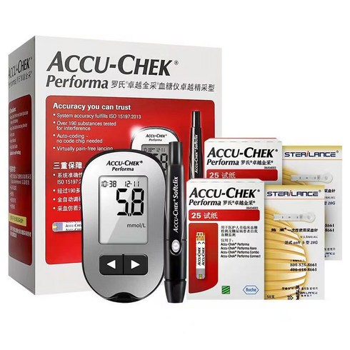 Accu Chek Performa 혈당 측정기 테스트 스트립 및 랜싯 세트 모니터 키트, [03] 50pcs
