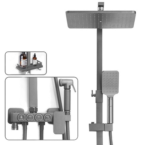 annalve 해바라기 샤워기 수전세트 독일기술 디자인, 표준형 랭열 샤워기, 그레이, 1세트