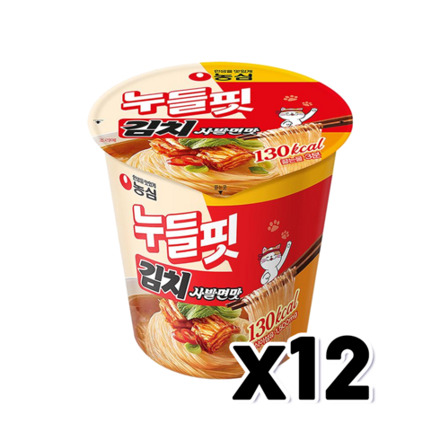 농심 누들핏 김치사발면맛 소컵 37.5g x 12개