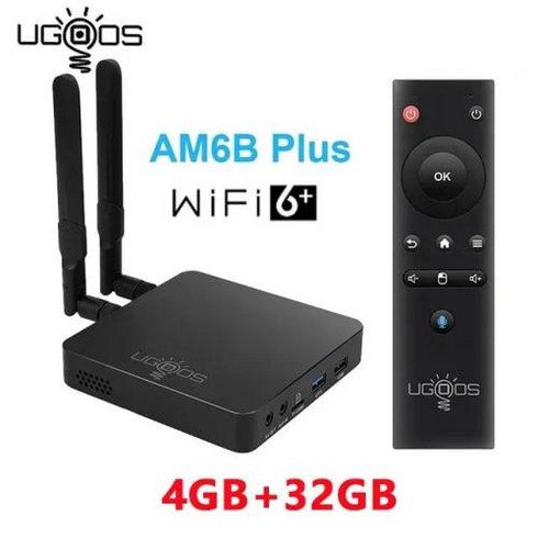 시어터플러스 - UGOOS AM6 AM6B PLUS Amlogic S922X-J 2.2Ghz 안드로이드 9.0 스마트 TV 박스 4GB 32GB 와이파이 6 1000M 셋톱 박스 4K 미디어 플레, 3) 영국 플러그 - AM6B PLUS BT Voice