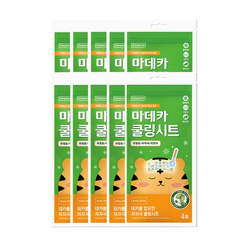 마더케이열패치 - 동국제약 마데카 쿨링시트 4매 열시트 해열시트 쿨링패치 열냉각시트 아이스패치 열패치 냉각시트, 4개입, 10개