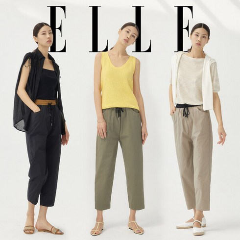 340544 ELLE 엘르 23 S/S 컬러 포인트 배기핏 밴딩 팬츠 3종