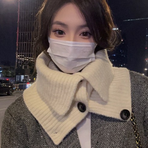 릴리더즈 겨울 방한 니트 넥워머 바라클라바, 아이보리