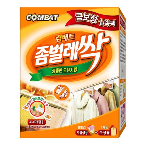 컴배트 프리미엄 좀벌레싹 서랍용 8p + 옷장용 4p 천연오렌지향, 1개