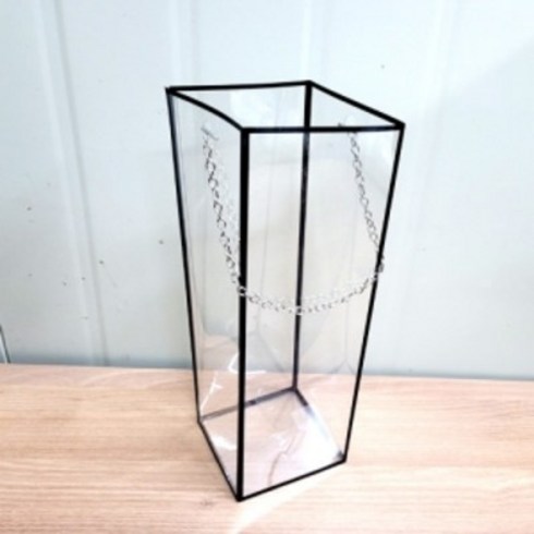 [투명쇼핑백] 체인케이스-검정 5개 1세트 (10X10x30cm) 럭셔리한 투명패키지 꽃 선물 와인 포장 원데이클래스(4세트이상 주문시 배송가능)