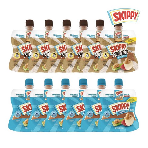 스키피 짜먹는 땅콩 170g 6팩 튜브형 땅콩 버터 / SKIPPY Squeeze Peanut Butter 6 Ounce, 내추럴 크리미맛 170g X 6팩, 6개