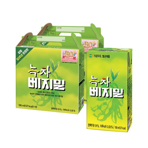 녹차 베지밀 190mlx32팩, 색상:옵션없음, 32개, 190ml