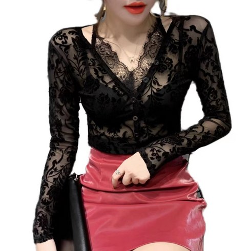 V넥 망사 샤이닝 댄스복 반팔 상의 댄스 티셔츠 블라우스