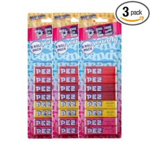 Pez 캔디 리필 8Pk 모듬 과일 2.31oz(3팩) Pez Candy Refill 8Pk Assorted Fruit 2.31 oz (3 Pack), 3개, No option