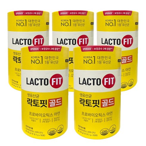 종근당 건강 락토핏 골드 생유산균 프로바이오틱스 아연 LACTO FIT, 5개, 2g x 50포