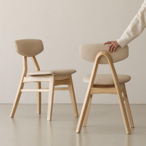 로에 원목 카페 인테리어 내추럴 등받이 쿠션 식탁 의자, 1개