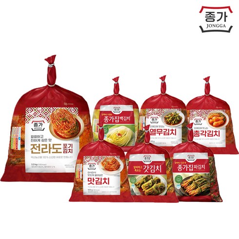 [종가] 전라도포기김치3.3kg + 별미김치 900g / 1kg (백/맛/총각/열무/갓/파 택1), 2)전라도포기3.3kg + 맛김치900g, 3.3kg