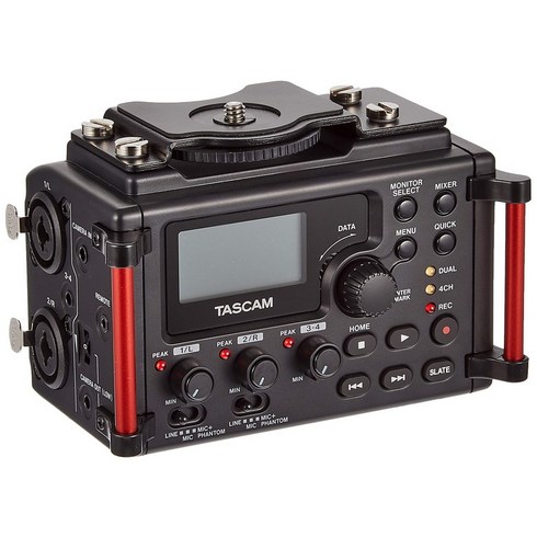 TASCAM(태스컴) DR-60DMKII DSLR용 리니어 PCM 레코더믹서 4트랙 디지털 일안 리플렉스 카메라용 미러리스 동영상 촬영 Youtube Vlog 수록용, 1개