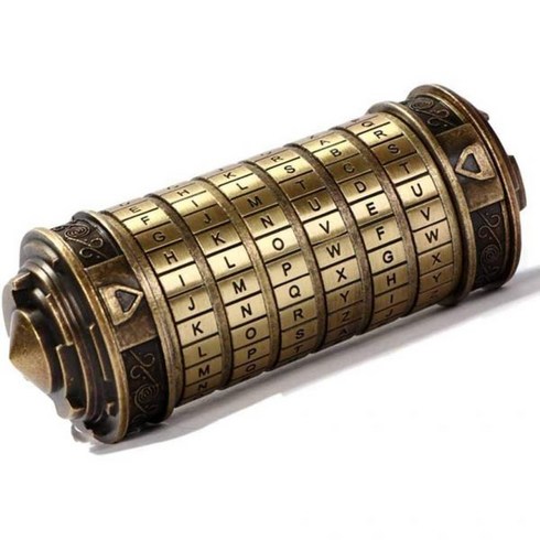 Cryptex Da Vinci 코드 숨겨진 구획이 있는 미니 Cryptex 잠금 퍼즐 상자 기념일 발렌타인 데이 낭만적인 생일, Brass