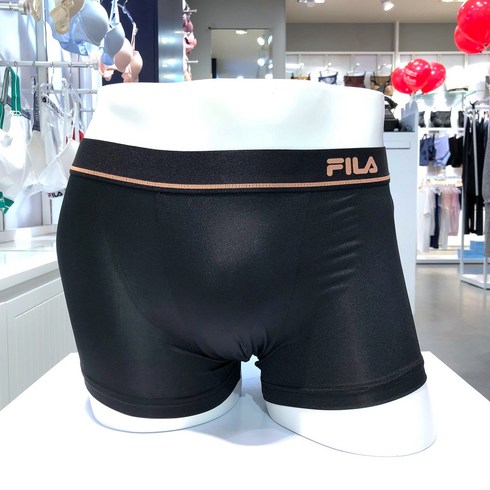 [휠라언더웨어] FILA 휠라 브라이트 폴리스판 남성 드로즈 (BLK) 심플한 블랙 사각 남자 팬티