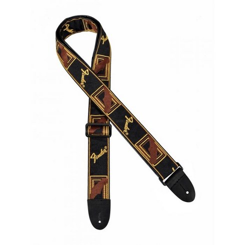 기타스트랩 - 펜더 모노그램 기타 스트랩 Black/Brown/Yellow Fender monogram guitar strap, 1개