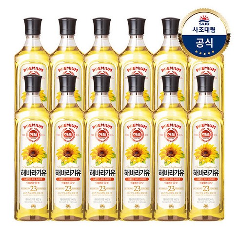 [사조대림] 해표 해바라기유900ml x12병, 12개, 900ml