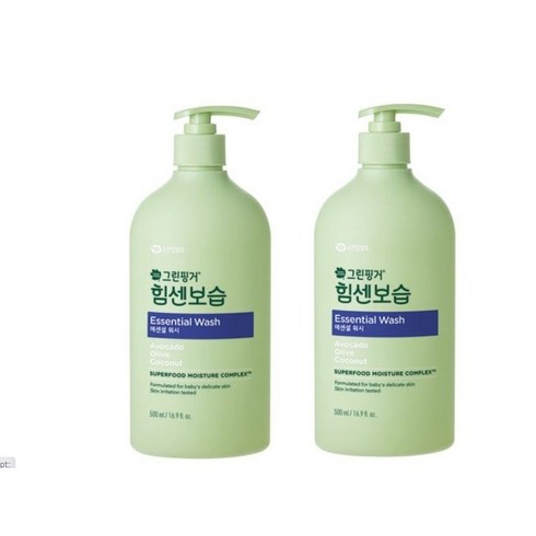 키즈아기바디워시500ml - 그린핑거 힘센보습 에센셜 유아 바디워시, 2개, 500ml