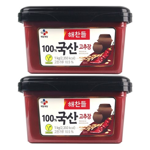 해찬들 100% 국산고추장, 1kg, 2개