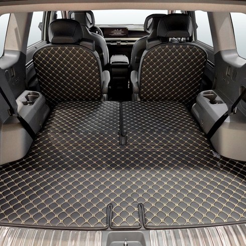 카프트 EV9 트렁크매트 프리미엄 가죽 퀄팅 차박, 블랙-베이지, 7인승(수동폴딩)