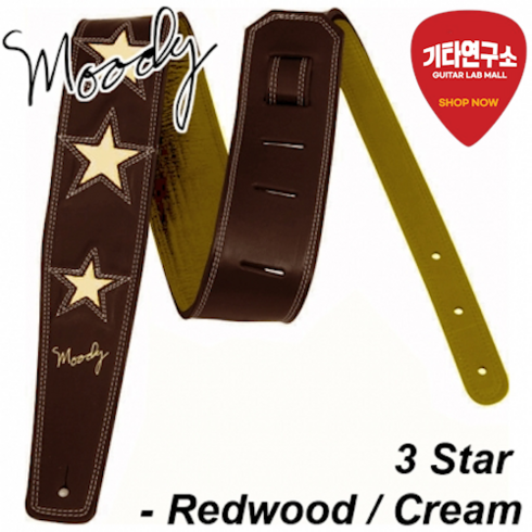 무디스트랩 - Moody 무디 스트랩 Leather 3 Star 2.5인치 Standard Size Redwood/Cream, 1개