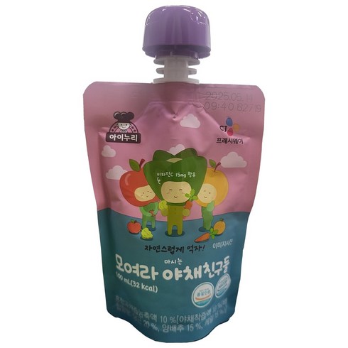 하루야채타요 - 아이누리 마시는 모여라 야채친구들 주스, 100ml, 20개