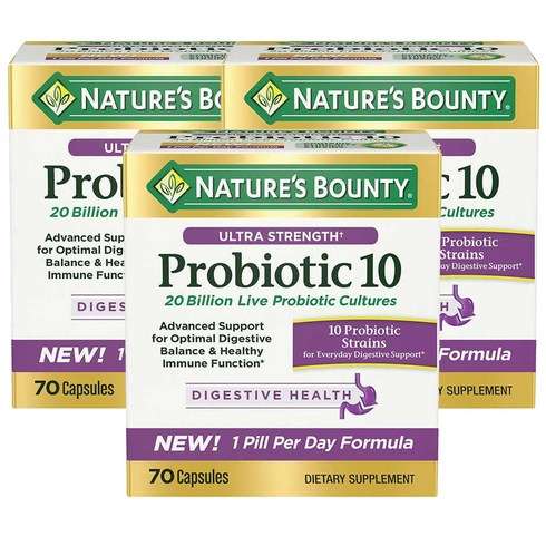 네이처스 바운티 프로바이오틱 유산균 70정 Nature's Bounty Ultra Strength Probiotic 10 70 C, 3개