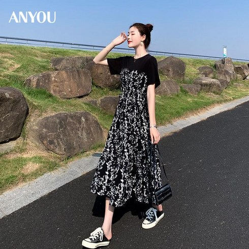 ANYOU여성 여름원피스 롱원피스 반팔 쉬폰원피스 하객원피스 휴양지원피스 원피스