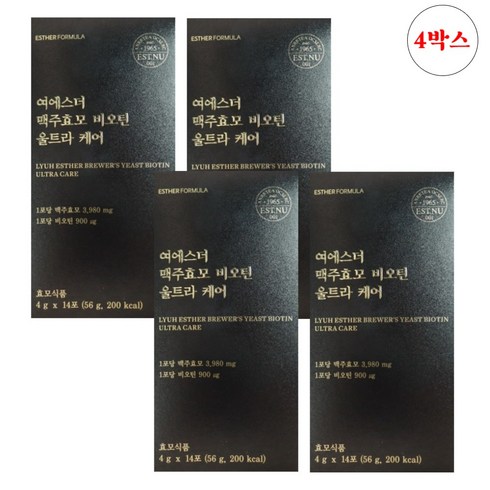 여에스더 맥주효모 비오틴 울트라케어 아누카사과추출분말 환 검정콩추출분말 여성 남성 / 비타민C증정, 4박스, 14포