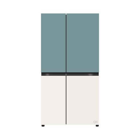 t873mee312 - LG전자 디오스 오브제컬렉션 양문형 냉장고 메탈 832L 방문설치, 클레이민트(상단), 베이지(하단), S834MTE10