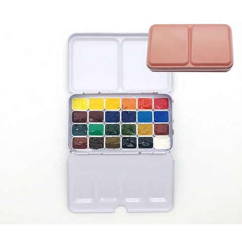 윈저앤뉴튼 수채화물감 소분 고체물감 24색 48색, 24color 1ml 철제통 콩사홍, 낱개 상자