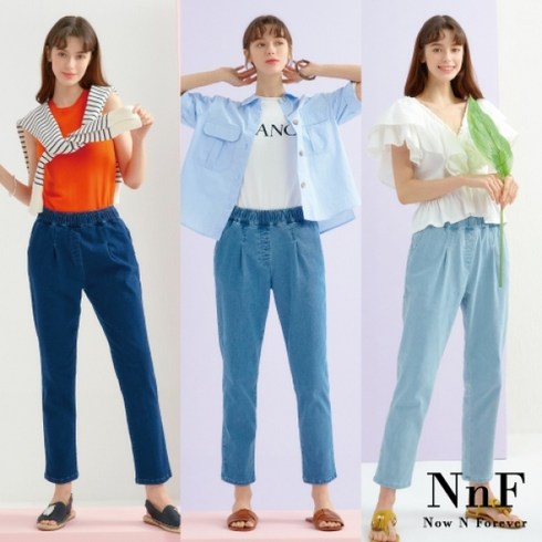 NnF 여성 릴렉스핏 밴딩 데님팬츠 3종