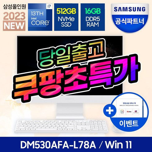 삼성 올인원PC 일체형PC 데스크탑 컴퓨터 윈도우11탑재 인강용 재택근무용 원격수업용, WIN 11, DM530AFA-L78AW