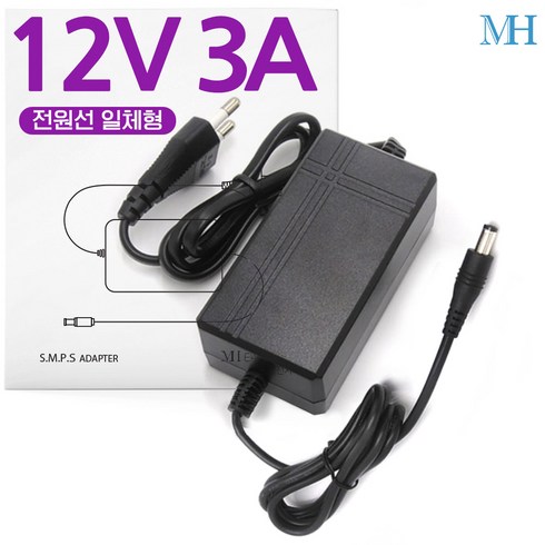 12v아답터 - 명호전자 12V 아답터 0.5A 1A 1.5A 2A 3A 3.5A 4A 5A 6A 8A 10A 12A 15A 500mA dc 어댑터, 15. 12V3A전원선일체형, 1개