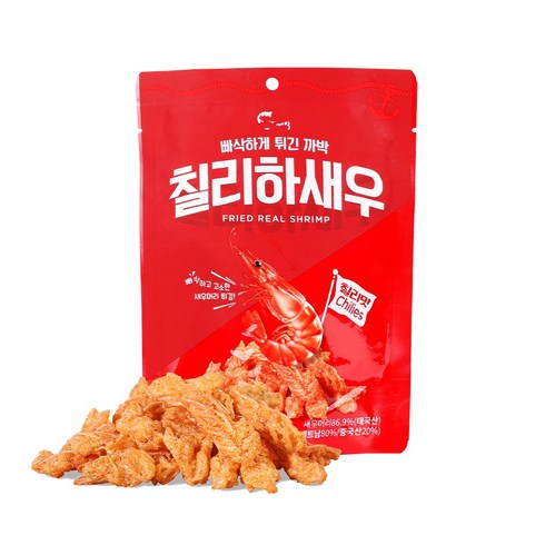 까박 새우머리튀김 칠리하새우 30g 생새우 머리 과자 칠리맛, 10개