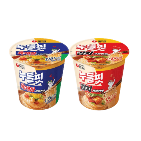 [신제품] 농심 누들핏 육개장 사발면 8개+김치 사발면 8개