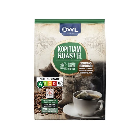 Owl 부엉이 커피 코피티암 코피 오 코송 - Kopitiam Roast & Ground Kopi O Kosong (10g X 20개입), 10g