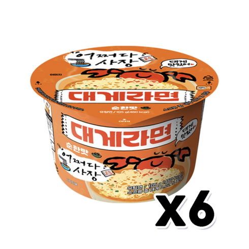 대게라면 - 어쩌다사장 대게라면 순한맛 큰컵 큰사발 105g x 6개