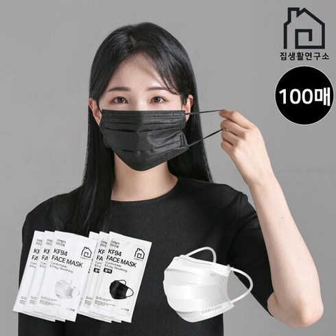 집생활연구소 덴탈형 KF94 마스크 100매 개별포장, 단품, 색상:화이트
