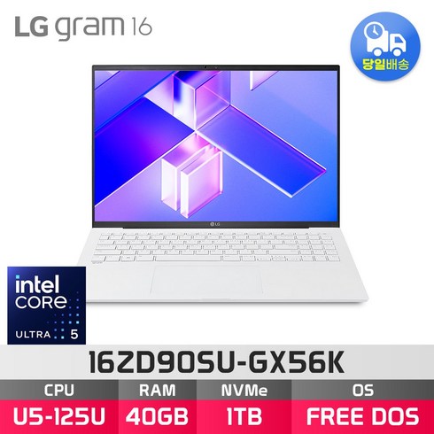 16zd90su-gx56k - LG전자 2024 그램16 16ZD90SU-GX56K, Free DOS, 40GB, 1TB, 스노우 화이트